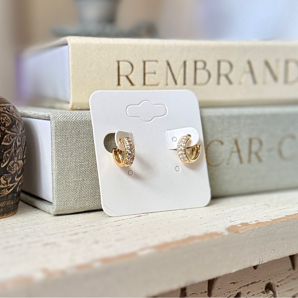 Ettika Chunky Paved Huggie Earrings